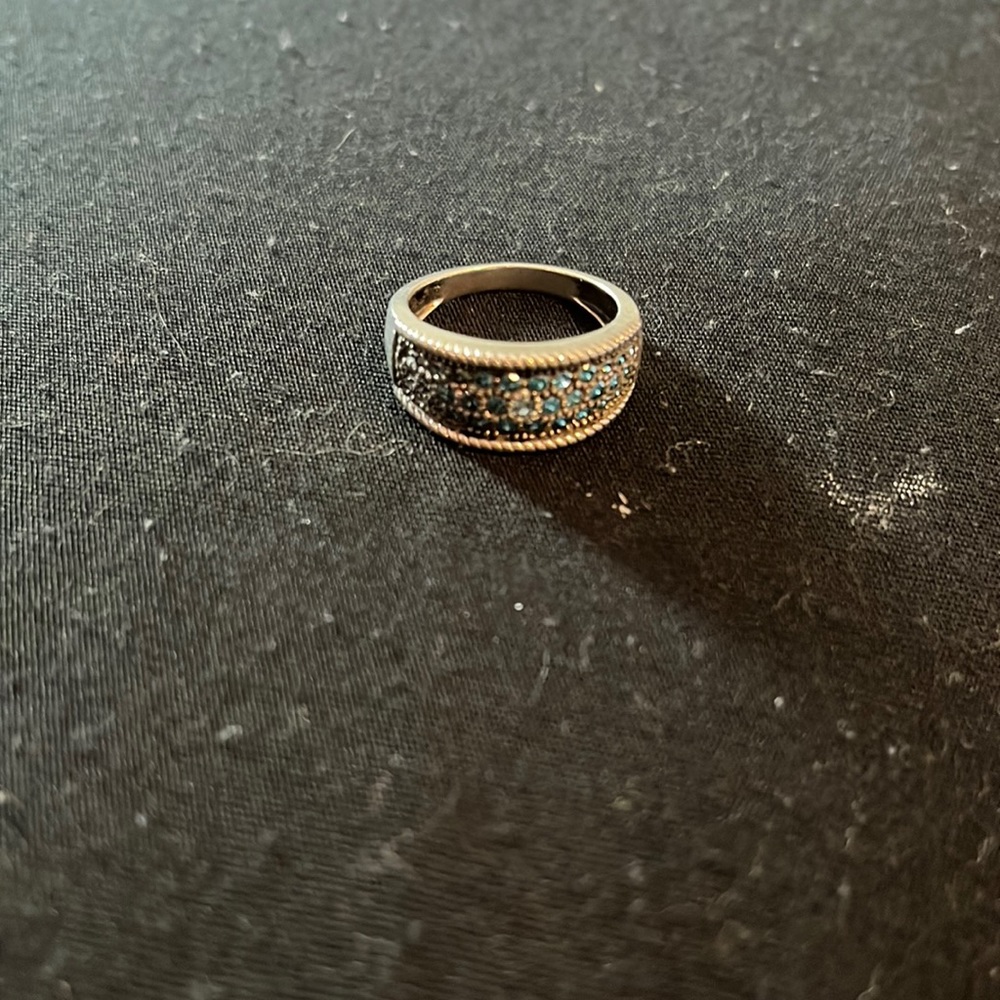 Blue and silver ring
